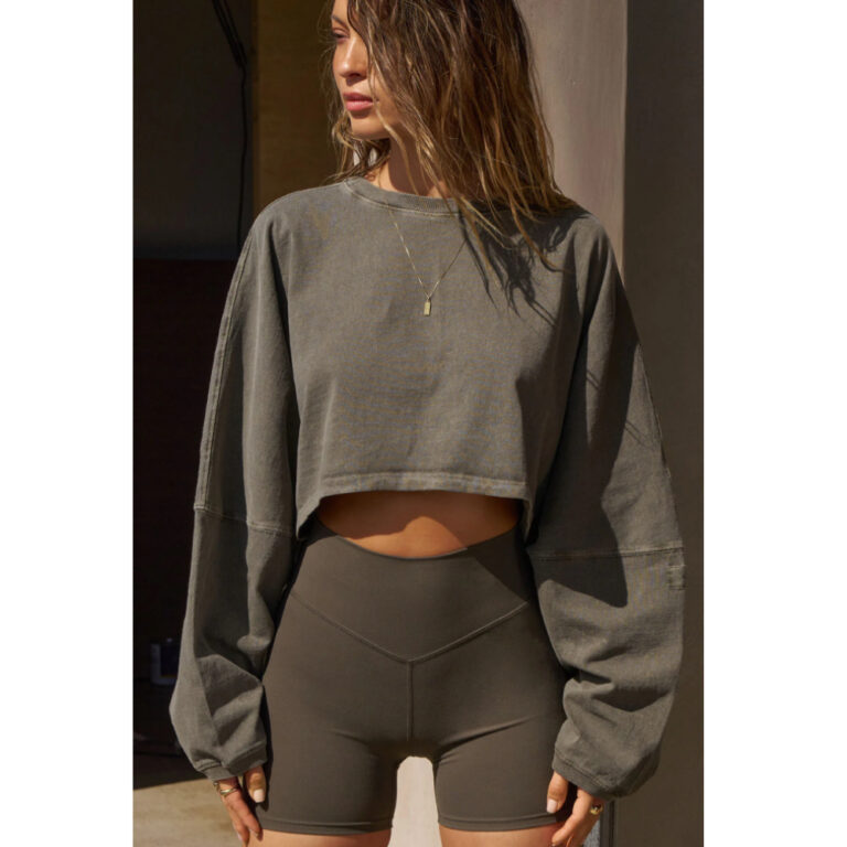 Лонгслив Joah Brown Slouchy Crop Long Sleeve Haze Cotton