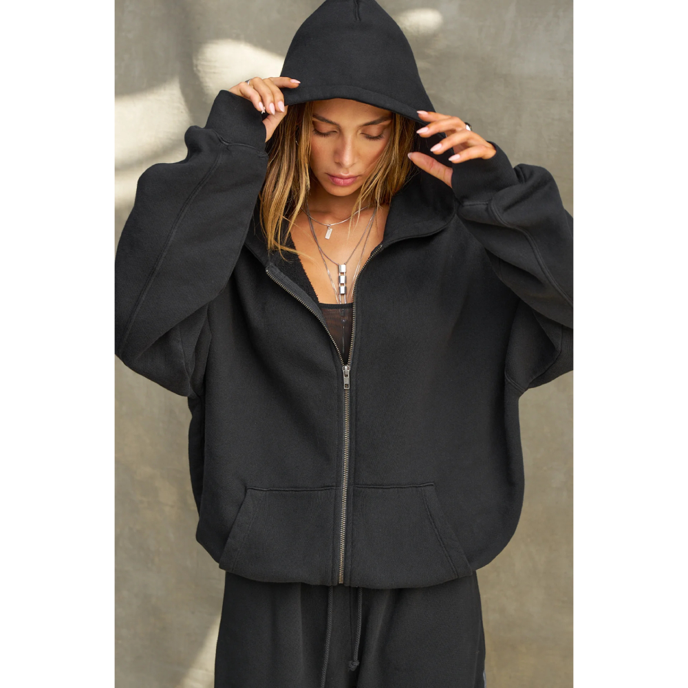 Oversized Zip Hoodie Black