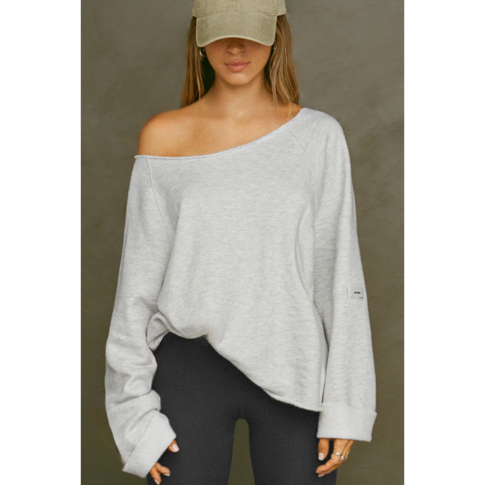 Slouchy Pullover Sweatshirt Pearl Grey